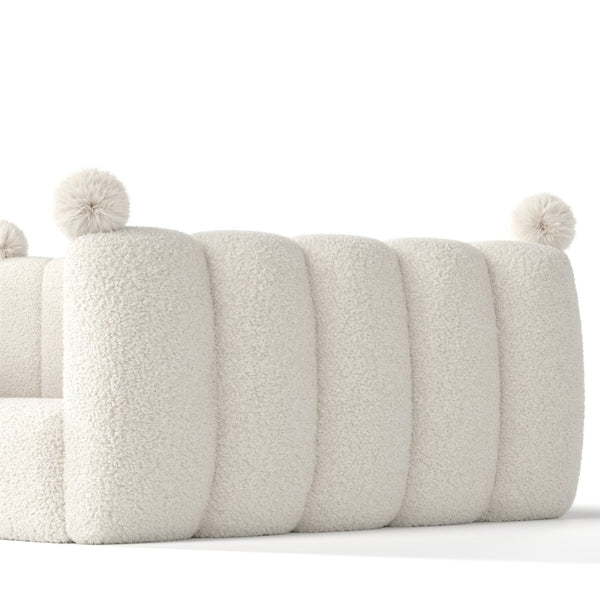English Elm Full Size Montessori Floor Bed Teddy Upholstered Surround Rails Low Profile Kids Frame Beige W5305S00087