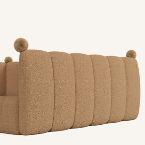 English Elm Queen Montessori Floor Bed Teddy Upholstered Low Profile Frame with Padded Safety Rails Natural W5305S00088