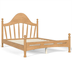 English Elm Full Pine Platform Bed Low Profile Curved Headboard Solid Wood Slatted Frame for Kids Natural W5305S00094