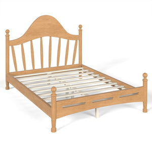 English Elm Full Pine Platform Bed Low Profile Curved Headboard Solid Wood Slatted Frame for Kids Natural W5305S00094