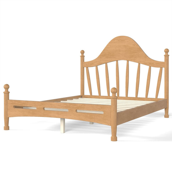 English Elm Full Pine Platform Bed Low Profile Curved Headboard Solid Wood Slatted Frame for Kids Natural W5305S00094