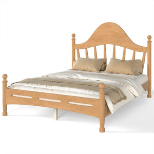English Elm Full Pine Platform Bed Low Profile Curved Headboard Solid Wood Slatted Frame for Kids Natural W5305S00094