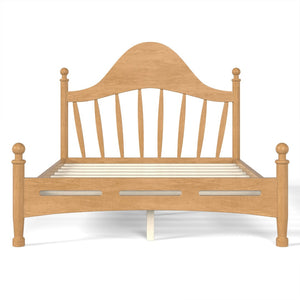 English Elm Full Pine Platform Bed Low Profile Curved Headboard Solid Wood Slatted Frame for Kids Natural W5305S00094