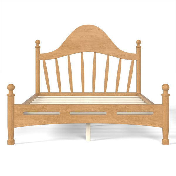 English Elm Full Pine Platform Bed Low Profile Curved Headboard Solid Wood Slatted Frame for Kids Natural W5305S00094