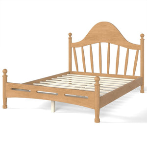 English Elm Full Pine Platform Bed Low Profile Curved Headboard Solid Wood Slatted Frame for Kids Natural W5305S00094