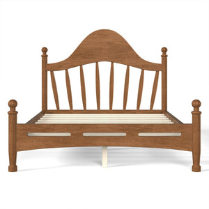 English Elm Full Pine Platform Bed Low Profile Curved Headboard Solid Wood Slatted Frame for Kids Antique Brown W5305S00095