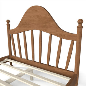 English Elm Full Pine Platform Bed Low Profile Curved Headboard Solid Wood Slatted Frame for Kids Antique Brown W5305S00095
