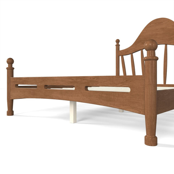 English Elm Full Pine Platform Bed Low Profile Curved Headboard Solid Wood Slatted Frame for Kids Antique Brown W5305S00095
