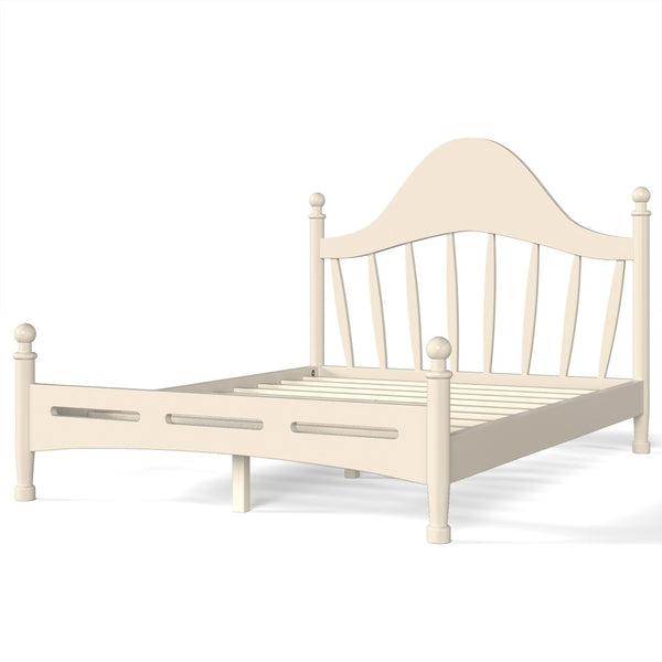 English Elm Full Pine Platform Bed Low Profile Curved Headboard Solid Wood Slatted Frame for Kids Beige W5305S00096