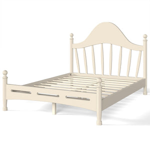 English Elm Full Pine Platform Bed Low Profile Curved Headboard Solid Wood Slatted Frame for Kids Beige W5305S00096