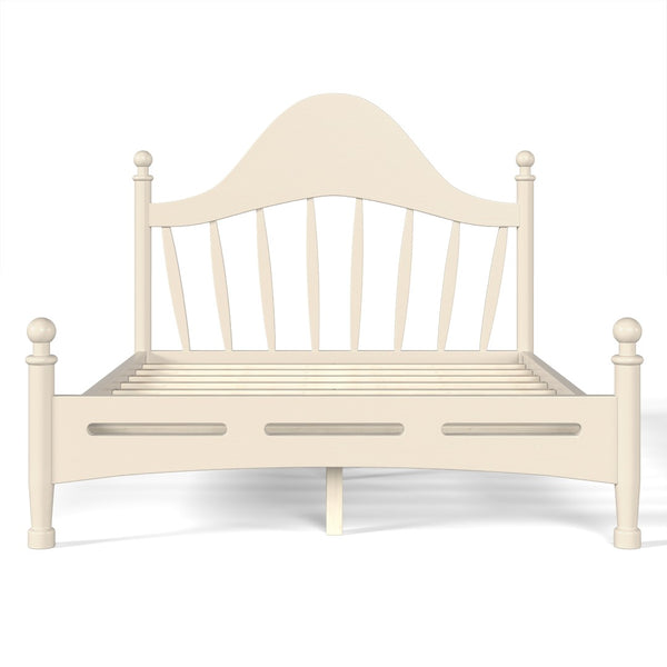 English Elm Full Pine Platform Bed Low Profile Curved Headboard Solid Wood Slatted Frame for Kids Beige W5305S00096