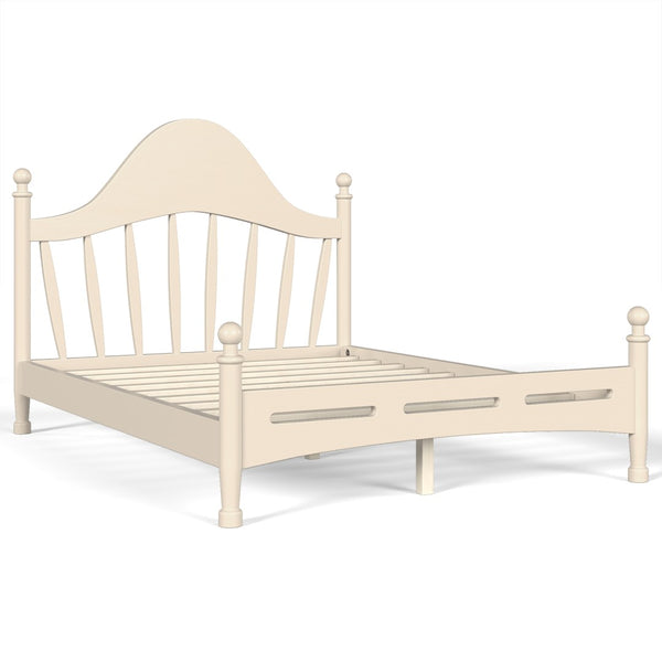 English Elm Full Pine Platform Bed Low Profile Curved Headboard Solid Wood Slatted Frame for Kids Beige W5305S00096
