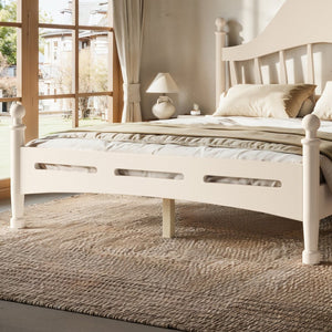 English Elm Full Pine Platform Bed Low Profile Curved Headboard Solid Wood Slatted Frame for Kids Beige W5305S00096