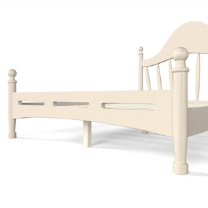 English Elm Full Pine Platform Bed Low Profile Curved Headboard Solid Wood Slatted Frame for Kids Beige W5305S00096