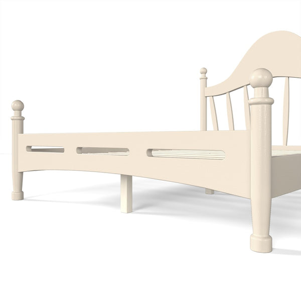 English Elm Full Pine Platform Bed Low Profile Curved Headboard Solid Wood Slatted Frame for Kids Beige W5305S00096