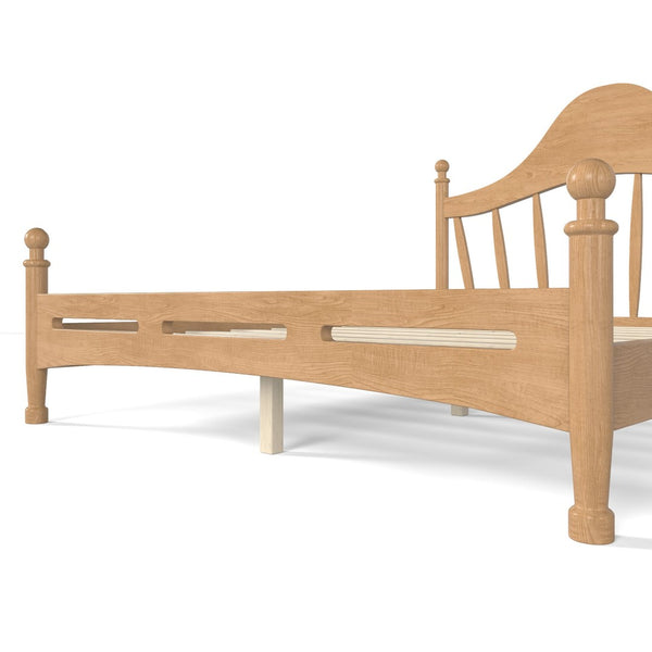 English Elm Queen Platform Bed Solid Pine Curved Headboard Low Profile Frame for Modern Bedroom Natural W5305S00097