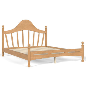 English Elm Queen Platform Bed Solid Pine Curved Headboard Low Profile Frame for Modern Bedroom Natural W5305S00097
