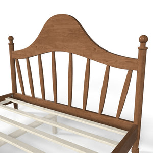 English Elm Queen Platform Bed Solid Pine Curved Headboard Low Profile Frame for Modern Bedroom Antique Brown W5305S00098