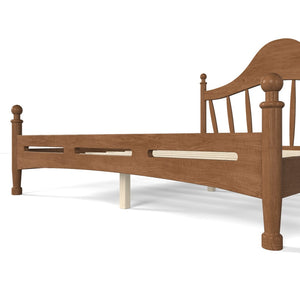 English Elm Queen Platform Bed Solid Pine Curved Headboard Low Profile Frame for Modern Bedroom Antique Brown W5305S00098