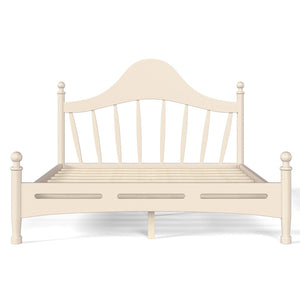 English Elm Queen Platform Bed Solid Pine Curved Headboard Low Profile Frame for Modern Bedroom Beige W5305S00099