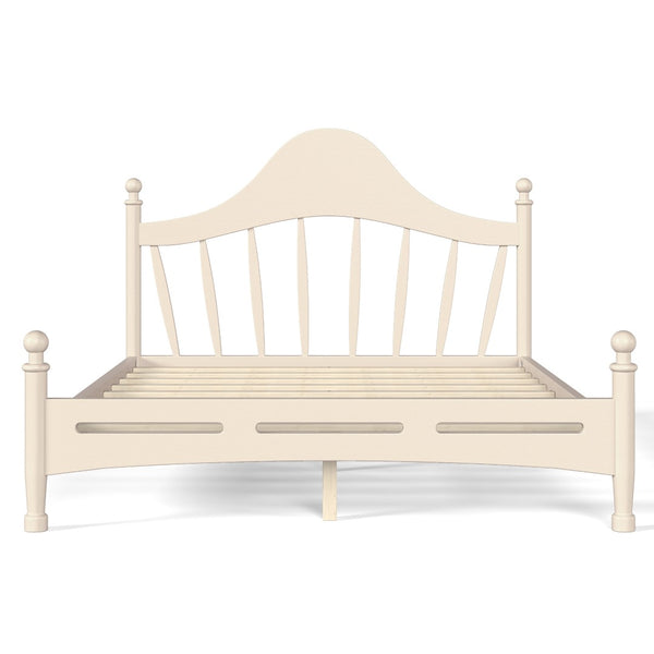 English Elm Queen Platform Bed Solid Pine Curved Headboard Low Profile Frame for Modern Bedroom Beige W5305S00099