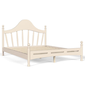 English Elm Queen Platform Bed Solid Pine Curved Headboard Low Profile Frame for Modern Bedroom Beige W5305S00099