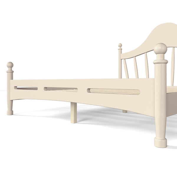 English Elm Queen Platform Bed Solid Pine Curved Headboard Low Profile Frame for Modern Bedroom Beige W5305S00099