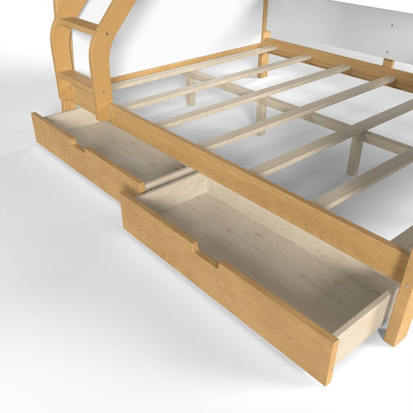 English Elm Twin Xl Over Queen Solid Pine Bunk Bed with Staircase Drawers for Shared Rooms W5305S00105