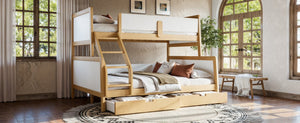 English Elm Twin Xl Over Queen Solid Pine Bunk Bed with Staircase Drawers for Shared Rooms W5305S00105