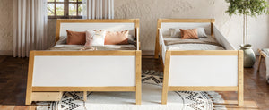 English Elm Twin Xl Over Queen Solid Pine Bunk Bed with Staircase Drawers for Shared Rooms W5305S00105