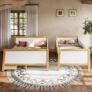 English Elm Twin Xl Over Queen Solid Pine Bunk Bed with Staircase Drawers for Shared Rooms W5305S00105