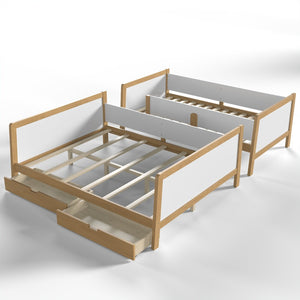 English Elm Twin Xl Over Queen Solid Pine Bunk Bed with Staircase Drawers for Shared Rooms W5305S00105