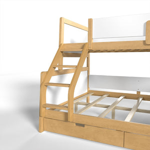 English Elm Twin Xl Over Queen Solid Pine Bunk Bed with Staircase Drawers for Shared Rooms W5305S00105