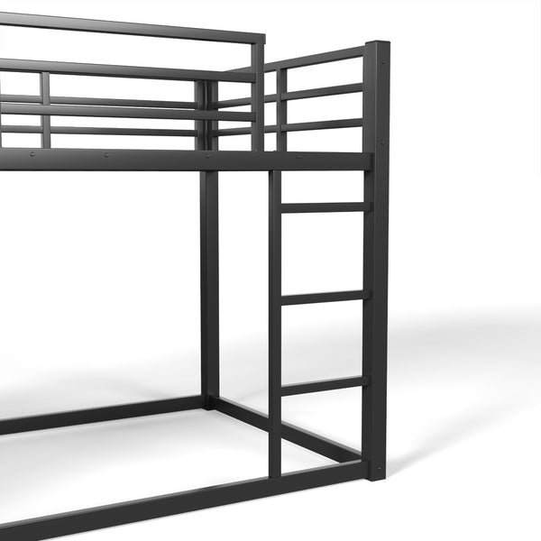 English Elm Twin Over Steel Bunk Bed with Led Lighting Built-in Storage Shelves and Drawers for Teens Black W5305S00106
