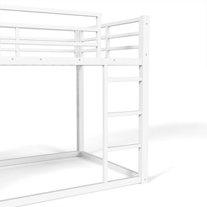 English Elm Twin Over Steel Bunk Bed with Led Lighting Built-in Storage Shelves and Drawers for Teens Antique White W5305S00107