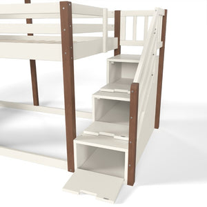 English Elm Twin Over Playhouse Bunk Bed Solid Pine Storage Stairs Kids Bedroom Sleep Zone W5305S00122