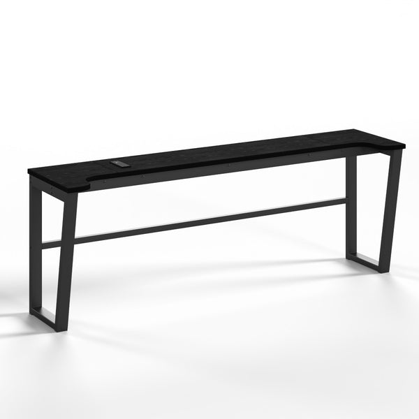 English Elm Full Size Steel Loft Bed with Staircase Drawers Pegboard Desk and Led Lighting Black W5305S00127