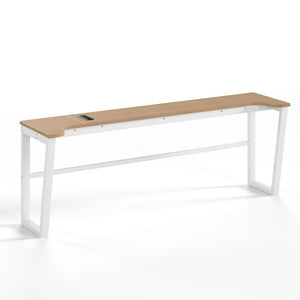 English Elm Full Size Steel Loft Bed with Staircase Drawers Pegboard Desk and Led Lighting Antique White W5305S00128