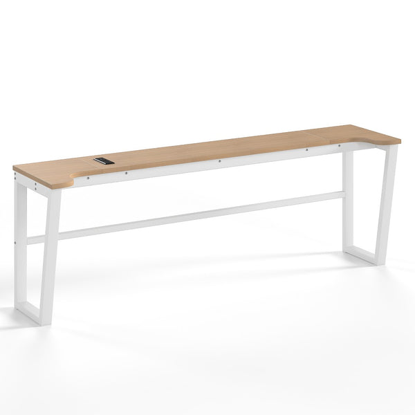English Elm Queen Metal Loft Bed with Staircase Storage Drawers Movable Desk and Pegboard Antique White W5305S00130