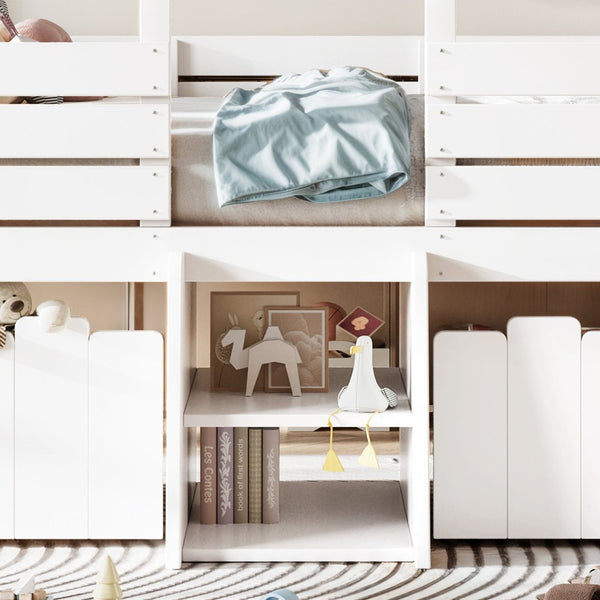 English Elm Full Size House Roof Loft Bed Pine Wood Frame with Staircase Storage Farmhouse Kids Room White W5305S00131