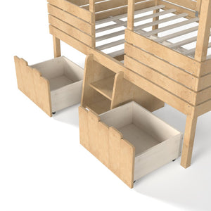 English Elm Full Size House Roof Loft Bed Pine Wood Frame with Staircase Storage Farmhouse Kids Room Natural W5305S00132