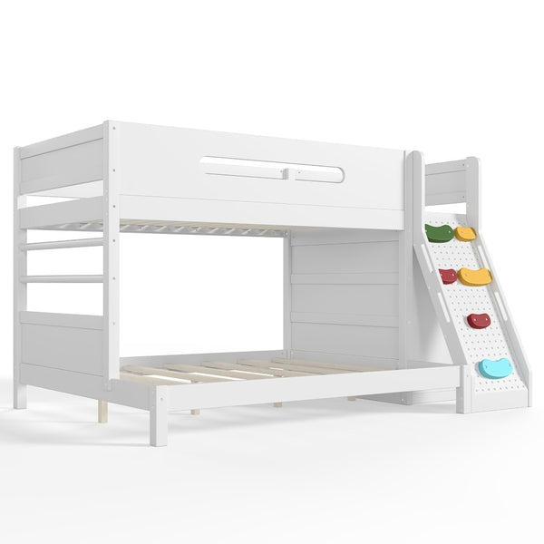 English Elm Twin/twin Xl Over Full Solid Pine Bunk Bed with Wardrobe Storage and Climbing Ladder White W5305S00136