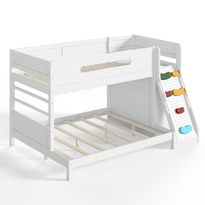 English Elm Twin/twin Xl Over Full Solid Pine Bunk Bed with Wardrobe Storage and Climbing Ladder White W5305S00136