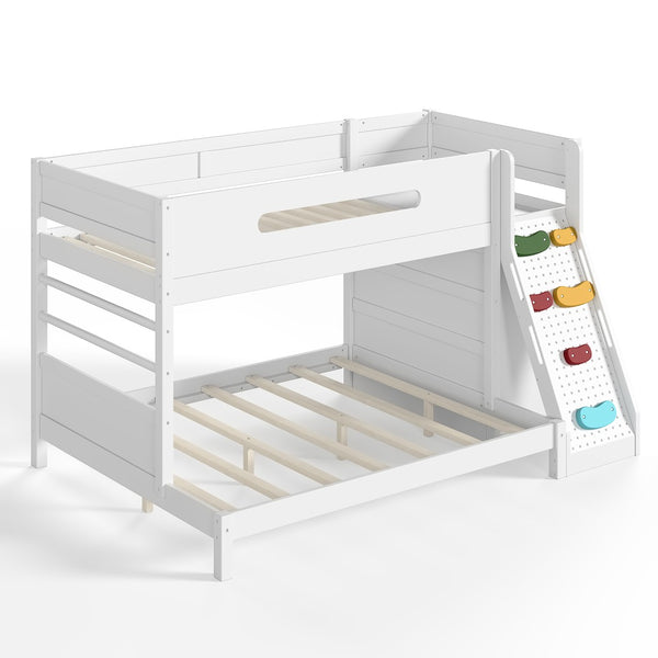 English Elm Twin/twin Xl Over Full Solid Pine Bunk Bed with Wardrobe Storage and Climbing Ladder White W5305S00136