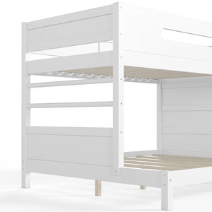 English Elm Twin/twin Xl Over Full Solid Pine Bunk Bed with Wardrobe Storage and Climbing Ladder White W5305S00136