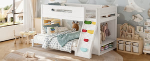 English Elm Twin/twin Xl Over Full Solid Pine Bunk Bed with Wardrobe Storage and Climbing Ladder White W5305S00136