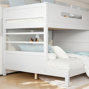 English Elm Twin/twin Xl Over Full Solid Pine Bunk Bed with Wardrobe Storage and Climbing Ladder White W5305S00136