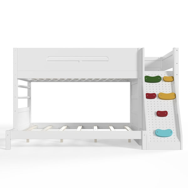 English Elm Twin/twin Xl Over Full Solid Pine Bunk Bed with Wardrobe Storage and Climbing Ladder White W5305S00136