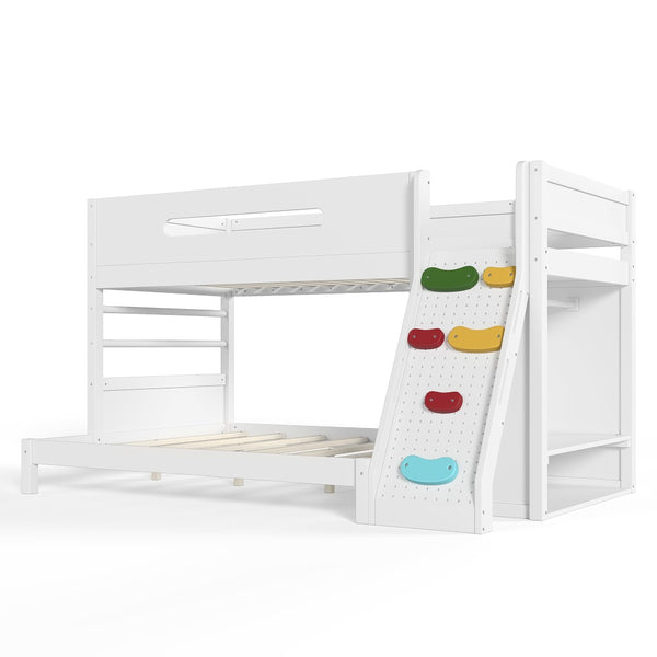 English Elm Twin/twin Xl Over Full Solid Pine Bunk Bed with Wardrobe Storage and Climbing Ladder White W5305S00136