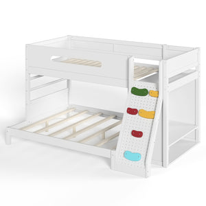 English Elm Twin/twin Xl Over Full Solid Pine Bunk Bed with Wardrobe Storage and Climbing Ladder White W5305S00136